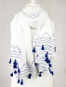 Blue Embroidered Scarf