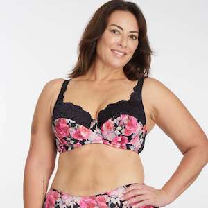 Curvylicous Bras: Print Padded Full Cup Bra - Cottage Garden
