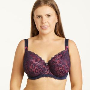 En Forme Bras: Radiate Lace Premium Support Bra - Navy Berry