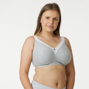 Maternity Bras: Cotton Maternity Bra - Premium Support - Grey Marl