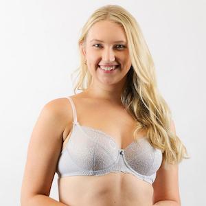 Peony Lace Balconette Bra - Storm Cloud