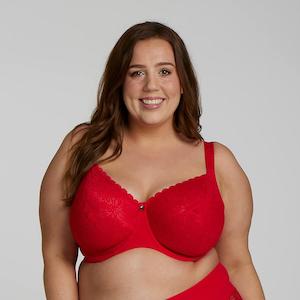 Premium Support Bras: Lily Lace Premium Support Bra - Ruby Red