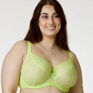 Green Bras: Nightingale Lace Premium Support Bra - Lime Splash Green