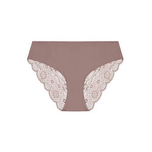 Nude Briefs: Peony Lace Bum Bikini Brief - Starlight