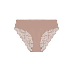 Nude Briefs: Sweetpea Lace Bum Bikini Brief - Frappe