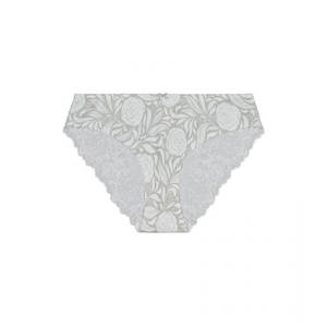 White Briefs: Signature Print Lace Bum Bikini Brief - Ice Rose