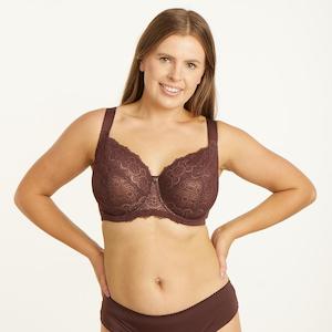 Geo Lace Premium Support Bra - Mocha