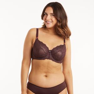 En Forme Bras: Geo Lace Full Cup Bra - Mocha