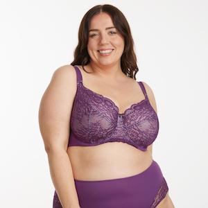 Peony Lace Premium Support Bra - Purple Wineberry