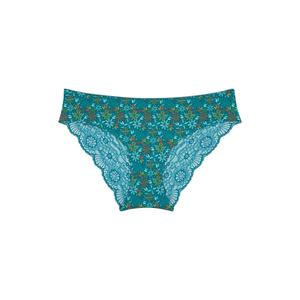 Bikini Brief: Print Lace Bum Bikini Brief - Teal Blossom