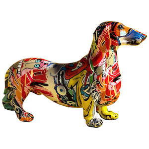 Vivid Graffiti Dachshund Statue