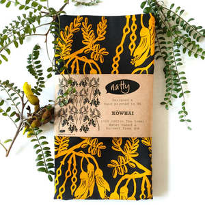 Frontpage: Kōwhai black Tea Towel