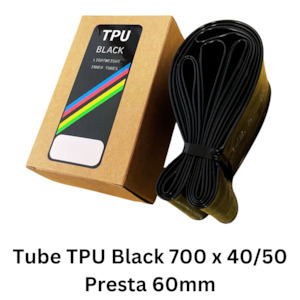 Tubes: Tube TPU Black 700 x 40/50 Presta 60mm