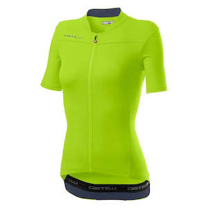 Castelli Jersey Anima 3 Womens Chartreuse(yellow-green)/Dark Steel Blue