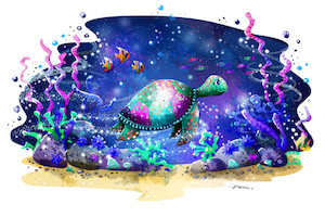 Night Turtle - custom illustration print HayleyElliottKernot