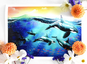 Orca whales - Custom illustration print HayleyElliottKernot