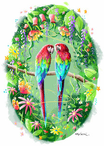 Products: Love Birds - custom illustration print HayleyElliottKernot