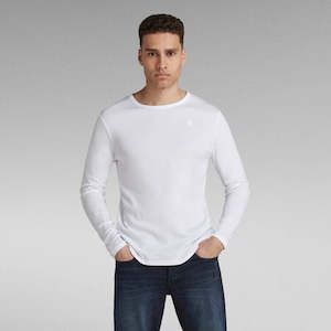 Mens Tops: G-STAR Base Long Sleeve T-Shirt 'White'
