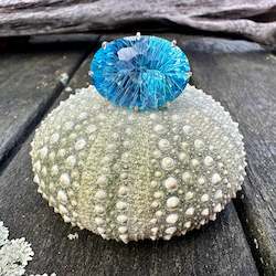 Huge blue topaz ring