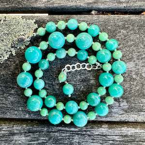 925 Silver: Amazonite and chrysoprase necklace