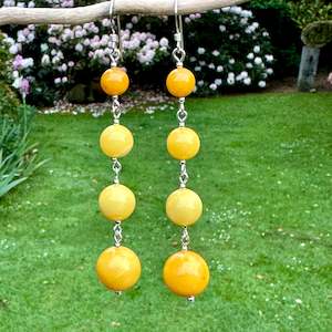 925 Silver: 4 tier butterscotch amber earrings