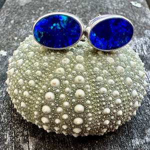 Opal: Oval opal doublet studs