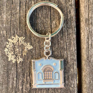 New Regent Street Keyring, Sterling Silver and Glass Enamel, Pastel Blue