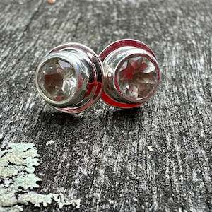 Stud Earrings: Prasiolite (green amethyst) studs