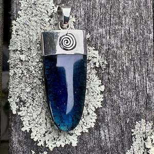 Blue glass and sterling pendant