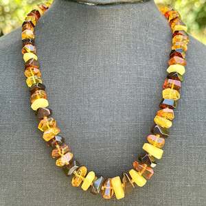 Faceted mixed colour Baltic Amber necklace