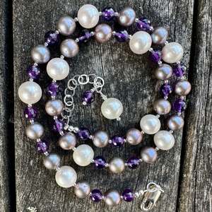 Freshwater pearl & amethyst necklace