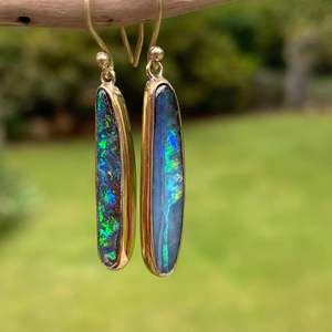 18ct Gold Boulder Opal Earrings