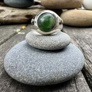 Sterling silver Marsden Flower greenstone signet ring