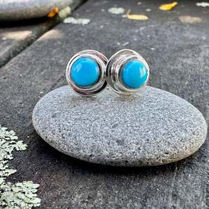 Stud Earrings: Kingman turquoise studs