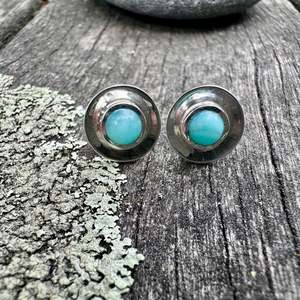 Stud Earrings: Amazonite studs