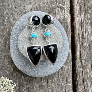 Black onyx & turquoise earrings