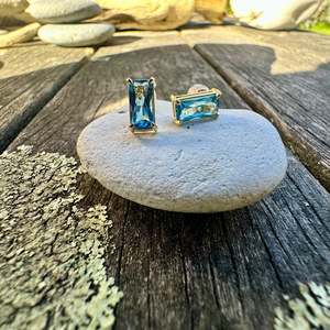 Swiss blue topaz studs