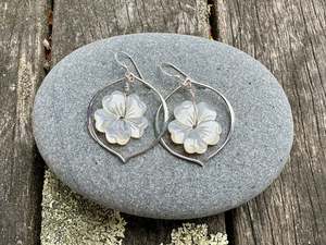 Under 300: Large carved mother of pearl earrings