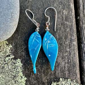 Blue venetian glass leaves