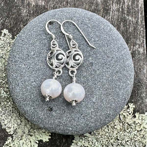 White freshwater pearl earrings