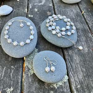 Set freshwater pearl & aquamarine