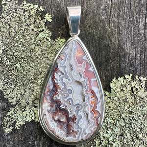 Large crazy lace agate pendant