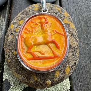 Vintage czech glass minotaur pendant