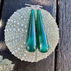 Half Price: green agate drop earrings