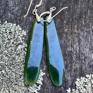 medium translucent NZ greenstone drop earrings