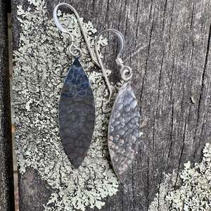 Long marquise hammered earrings
