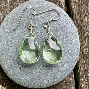 Prasiolite faceted drop earrings
