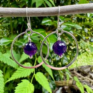amethyst rich cut earrings