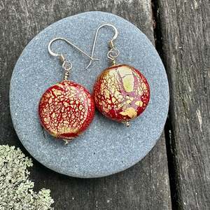 Red blown venetian glass earrings