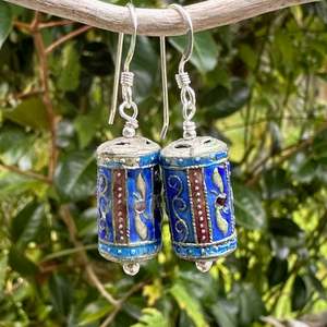Enamel & sterling earrings